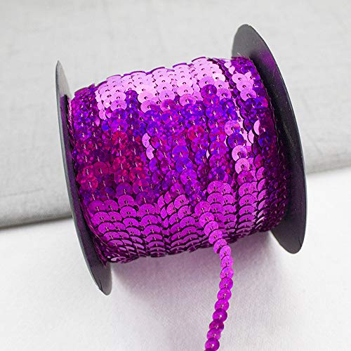 GLITZFAS 90m*6mm Pailletten Bänder Farbiges Glitzer Paillettenband Borten Rolle für DIY Handwerk Bastelprojekte Tanzbekleidungen Armband Dekorationen (Rosenroter Laser) von GLITZFAS