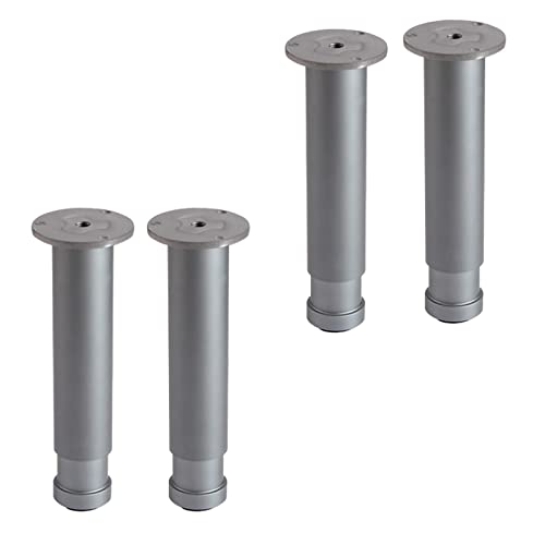 GLJTUO 4Er-Pack Verstellbare Tischbeine, Möbelbeine Aus Aluminiumlegierung, Runde Schrankfüße, Sofabeine Aus Metall, Couchtischfüße, Bettbeine, Ersatzschrankfüße, Mit Schr,Grey-2530cm von GLJTUO