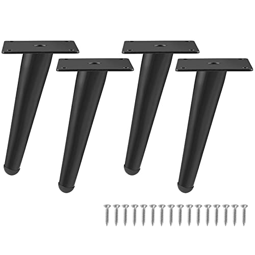 GLJTUO 4Er Set Möbelbeine Aus Metall, Geneigte Tischmöbelbeine, Konische Ersatzfüße, Für Sofa, Tisch, Teeschrank, Mit Schrauben, Antirutschmatten,Schwarz-12cm/4.7in von GLJTUO