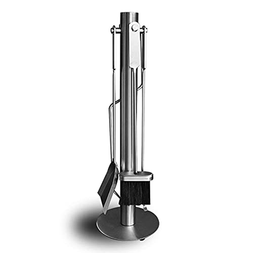 GLJTUO Modernes Kaminbesteck Aus Edelstahl 5-Teilig Kaminbesteck Mit Schaufel Besen Schürhaken Zange Und Ständer, von GLJTUO