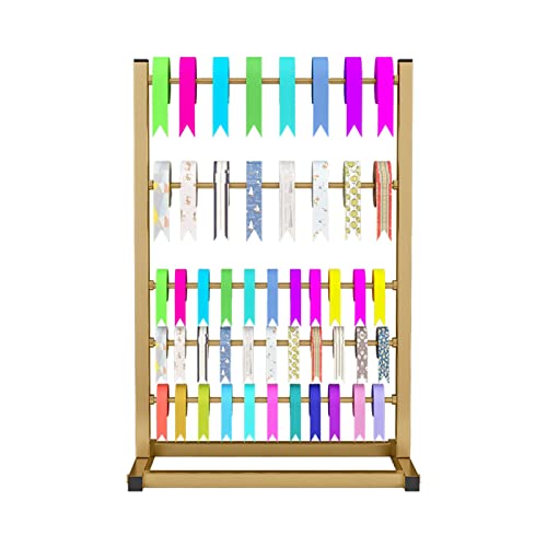 GLJTUO Multifunktions-Organizer-Rack Für Geschenkpapier/Bandrollenspulen, 5-Lagiges Bodenstehendes Lagerregal Aus Metall Für Zuhause, Einkaufszentren, Geschäfte,Gold von GLJTUO