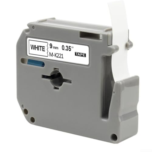 Praktisches und leistungsstarkes MK221 Etikettenband, 9 mm, Schwarz auf Weiß, für PTouch-Drucker (9 mm) von GLOBALHUT