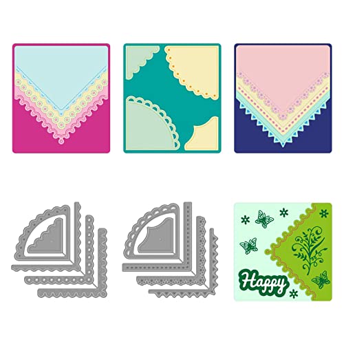 GLOBLELAND Eckblumen Stanzformen Prägung Spitze Stanzformen Für DIY Scrapbooking Papierhandwerk Dreieck Karbonstahl Stanzformen Schablonen Für Eckdekoration Kartenherstellung von GLOBLELAND