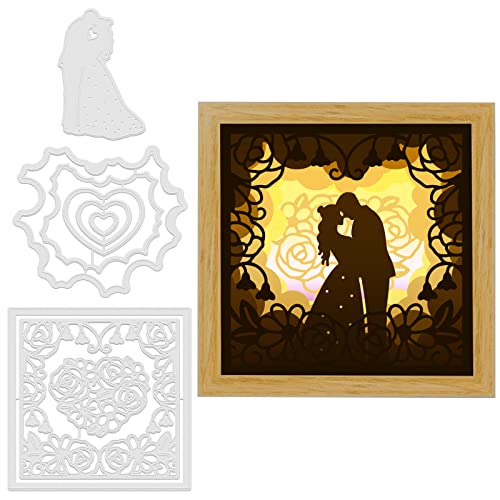 GLOBLELAND Valentinstag Stanzformen Metall Hochzeit Liebesrahmen Stanzschnitte Prägeschablonen Vorlage für die Papierkartenherstellung Dekoration DIY Scrapbooking Album Dekor von GLOBLELAND