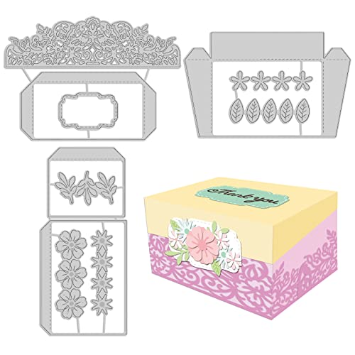 GLOBLELAND 3D Box Stanzformen für Die Herstellung von Kartendekoration Muster Blumenetikett Blume Stanzformen Schablonen für Scrapbooking Fotoalbum von GLOBLELAND