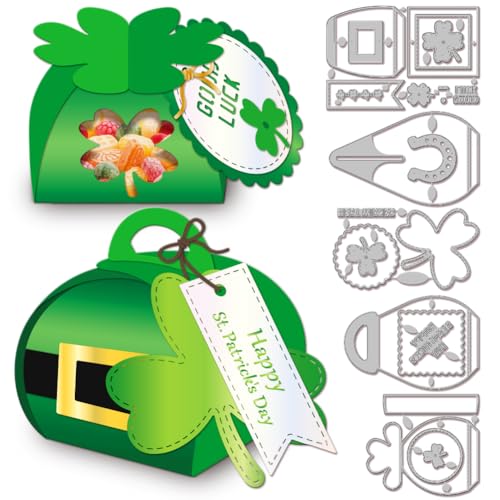 GLOBLELAND 3D Saint. Patrick'S Day Box Stanzformen Für Die Kartenherstellung, 3D Süßigkeitenschachtel Stanzformen, Metall Stanzformen, Vorlage Für DIY Scrapbooking von GLOBLELAND