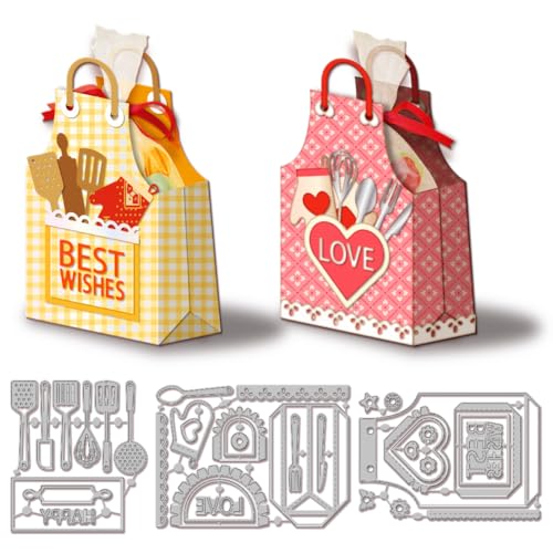 GLOBLELAND 3D Stanzformen Für Schürze Snacktasche Herd Stanzungen Liebesherz Vorlage Schablone Für Kartenherstellung Dekoration DIY Scrapbooking Album Basteldekor von GLOBLELAND