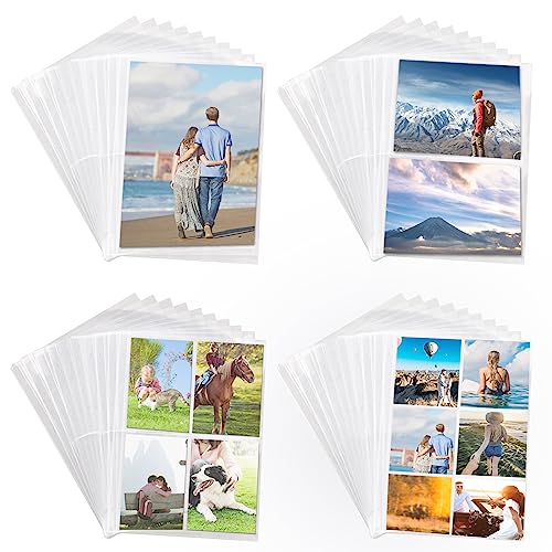 GLOBLELAND 40 Pcs 4 Styles Clear Binder Refill Taschen Fotokartenhalter Kunststoff Lose Blatt Karte Ticket Aufbewahrungstasche Budget Planer Halter Binder Karten Hülsen Seiten, A4 Größe 3holes von GLOBLELAND