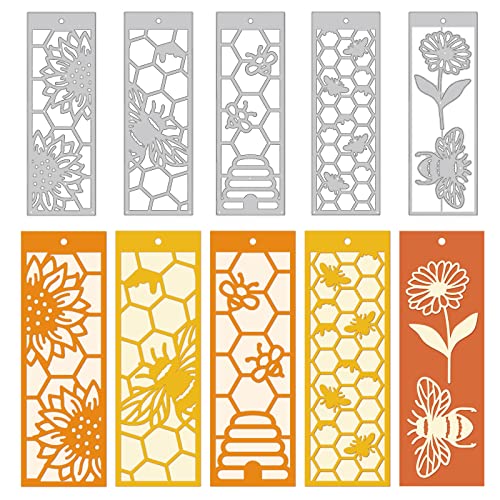 GLOBLELAND Bienenrahmen-Stanzformen Mit Geometrischem Muster, Blumen- Und Bienenelemente, Naturprägung, Stanzschablonen Für DIY Scrapbooking, Kohlenstoffstahl-Stanzformen Für Fotoalben von GLOBLELAND