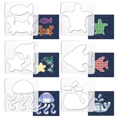 GLOBLELAND 6 Stück Quilt-Patchwork-Lineal zum Nähen von Schildkröten, Krabben, Delfinen, Walen Patchwork-Nählineal und transparentes Acryl-Quilt-Lineal zum Nähen von Stoffhandwerk Quiltzubehör von GLOBLELAND