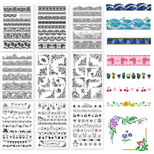 GLOBLELAND 9 Stück Blumen Spitze Stempel Clear Stamps Silikonstempel Transparentes Stempel Siegel für Kartenherstellung Dekoration und DIY Scrapbooking Album Dekor von GLOBLELAND