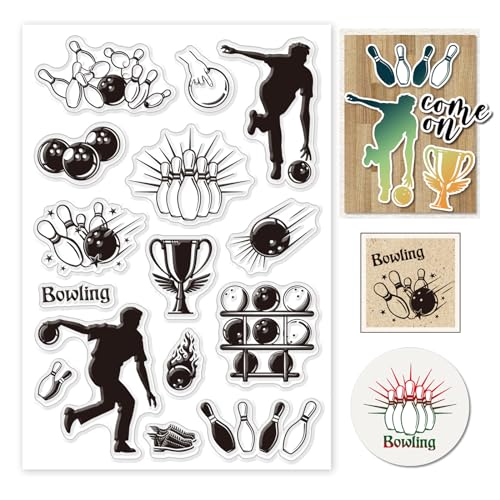 GLOBLELAND Bowling Sport Clear Stamps for Cards Making Sports Trophy Clear Stamp Seals Transparent Stamps for DIY Scrapbooking Photo Album Journal Home Decoration von GLOBLELAND