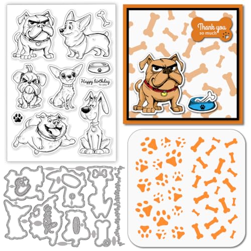 GLOBLELAND Cartoon Hunden Stamps Stanzschablone für die Kartenherstellung Cartoon Tiere Silikonstempel Stanzschablone Knochen Hund Pfote PET Malschablonen Für DIY Scrapbooking Bastelalben Zubehör GLOBLELAND Cartoon Hunden Stamps Stanzschablone für die Kartenherstellung Cartoon Tiere Silikonstempel Stanzschablone Knochen Hund Pfote PET Malschablonen Für DIY Scrapbooking Bastelalben Zubehör von GLOBLELAND