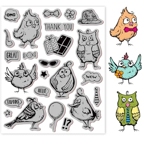 GLOBLELAND Comic Bird Cling Rubber Stamp Comic Bird Cling Mount Stamp Script Stamps Script Stamps Für Kartenherstellung Und Fotoalbum-Dekoration Und DIY Scrapbooking von GLOBLELAND