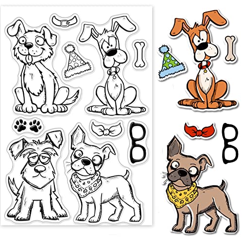 GLOBLELAND Comic Dog Clear Stamps for DIY Scrapbooking Cartoon Puppy Silicone Clear Stamp Seals for Cards Making Photo Album Journal Home Decoration von GLOBLELAND