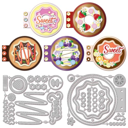 GLOBLELAND Dessert Donut Seitenplaner Stanzformen Für DIY Scrapbooking Metallfrüchte Seitenplaner Rahmen Stanzformen Erdbeere Blaubeere Zitrone Seitenrand Stanzform Für Kartenherstellung Basteln Dekor von GLOBLELAND