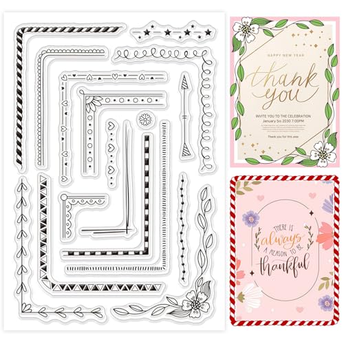 GLOBLELAND Ecken Typen Silikon Clear Stamps Lace Line Transparent Stamps for Festival Birthday Valentine's Day Cards Making DIY Scrapbooking Photo Album Decoration Paper Craft von GLOBLELAND