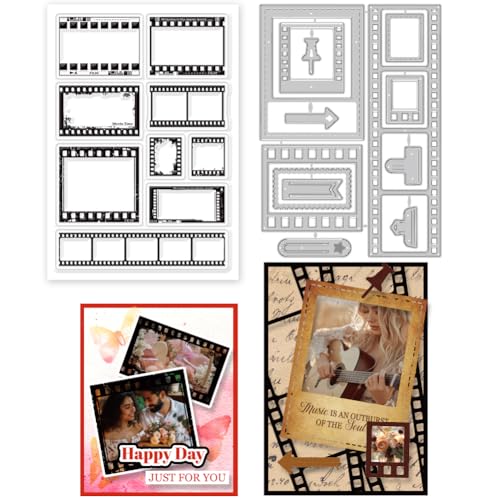 GLOBLELAND Filmhintergrundrahmen Transparente Stempel Und Etikettenrahmen Stanzformen Set Zum Selbermachen Scrapbooking Karten Erstellen von Dekorativen Fotoalben Notizbüchern von GLOBLELAND