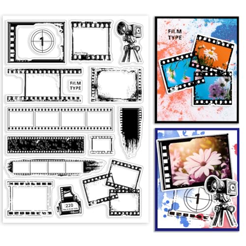 GLOBLELAND Filmrahmen Klarstempel Filmnegativrahmen Silikon Klarstempel Siegel Kamera Transparente Stempel Für DIY Scrapbooking Karten Erstellen von Fotoalben Journalen 5.83x8.27 Zoll von GLOBLELAND