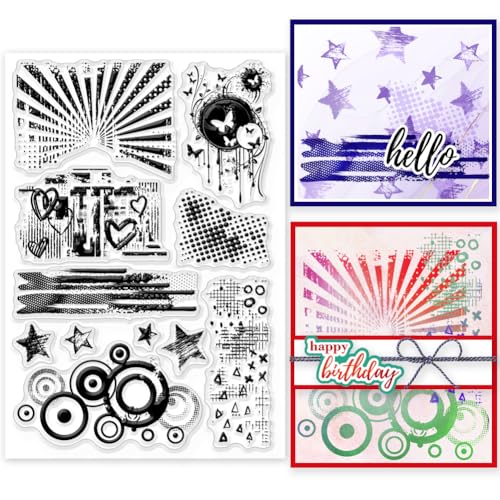 GLOBLELAND Flecken Hintergrund Clear Stamps Künstlerische Malerei Graffiti Silikon Clear Stamp Seals für DIY Scrapbooking Karten Herstellung Fotoalbum Journal Heimdekoration von GLOBLELAND