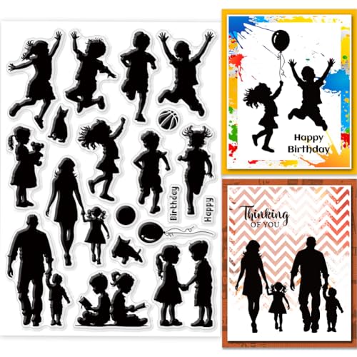 GLOBLELAND Friends Silhouette Clear Stamps 8.3x5.8 Zoll Friends Playing Silikon Clear Stamp Seals Sport Basketball Transparent Stamps Für DIY Scrapbooking Karten Making Photo Album von GLOBLELAND