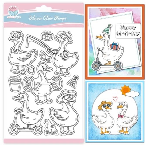 GLOBLELAND Funny Goose Clear Stamps for Scrapbooking Fishing Weightlifting Goose Silicone Stamps Cute Animals Transparent Stamp for Card Making DIY Embossing Journaling GLOBLELAND Funny Goose Clear Stamps for Scrapbooking Fishing Weightlifting Goose Silicone Stamps Cute Animals Transparent Stamp for Card Making DIY Embossing Journaling von GLOBLELAND