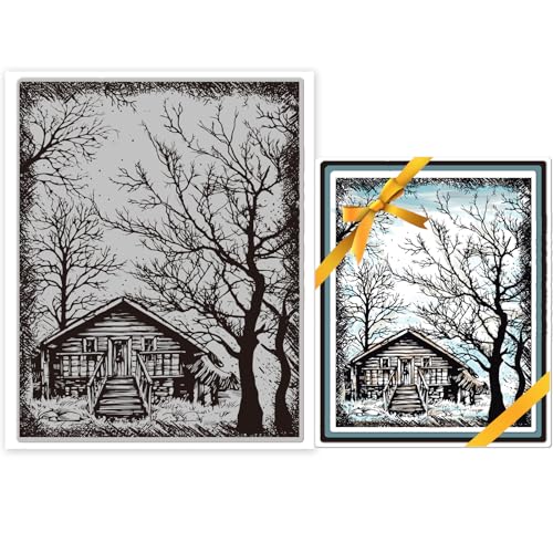 GLOBLELAND Gummistempel "Winter Woods" "Winter Woods", Haftstempel, Skriptstempel für Kartenherstellung und Fotoalbum, Dekoration, Dekoration und DIY, Scrapbooking, 21,6 x 17,8 cm von GLOBLELAND