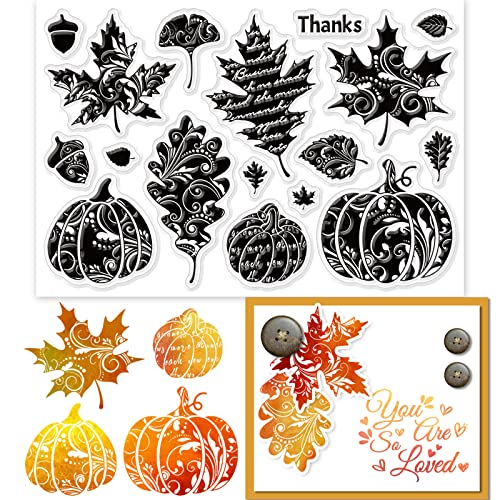 GLOBLELAND Transparente Stempel für Bastelarbeiten, Scrapbooking, Herbst-Kürbis-Silikon-Stempel, Siegel, transparente Stempel für Kartenherstellung, Fotoalbum, Tagebuch, Heimdekoration von GLOBLELAND