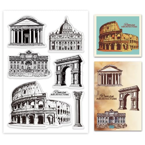 GLOBLELAND Klare Stempel Im Retro Stil Mit Römischer Architektur Für Scrapbooking Pantheon Arena Kathedrale Transparenter Stempel Für Die Kartengestaltung DIY Prägung Fotoalbum Journal Dekor von GLOBLELAND