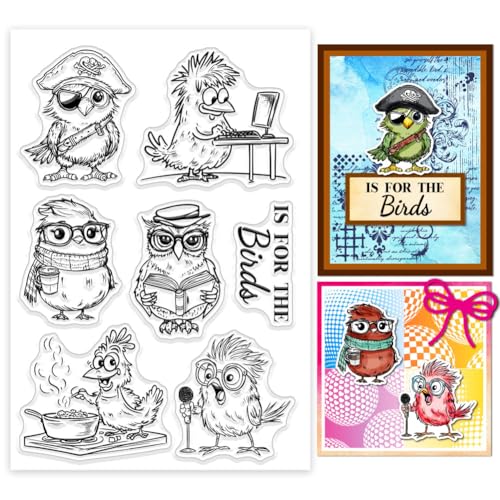 GLOBLELAND Klare Stempel Mit Vogelmotiv Für Scrapbooking Cartoon Vogel Silikonstempel Tiermotiv Transparenter Stempel Für Die Kartengestaltung DIY Prägung Journaling von GLOBLELAND