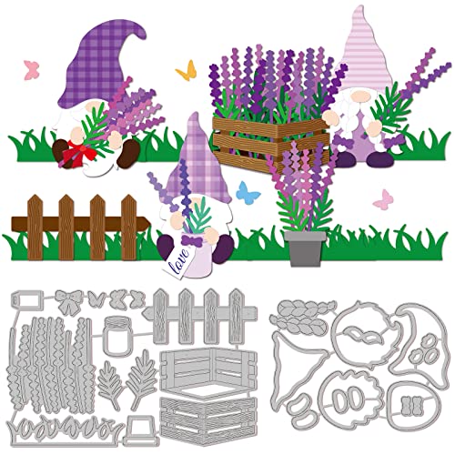 GLOBLELAND Lavender GNOME Santa Cut Dies Lovable Flower Leaf GNOME Stanzformen Garden Yard Embossing Stencil for Christmas Card Making Dekorative Scrapbooking DIY Paper Craft von GLOBLELAND