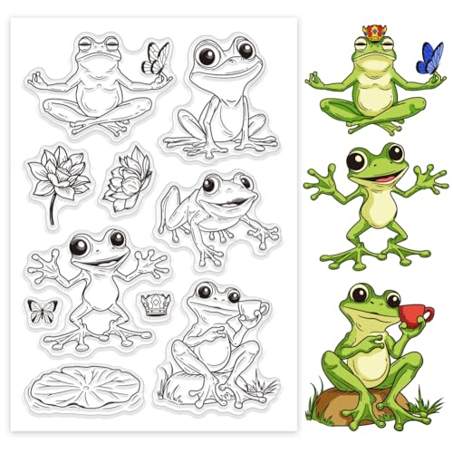 GLOBLELAND Lustiger Frosch Stempel Lotus Schmetterling Silikon Stempelsiegel Cartoon Tiere Transparente Stempel Für DIY Scrapbooking Karten Erstellen von Fotoalben Journalen von GLOBLELAND