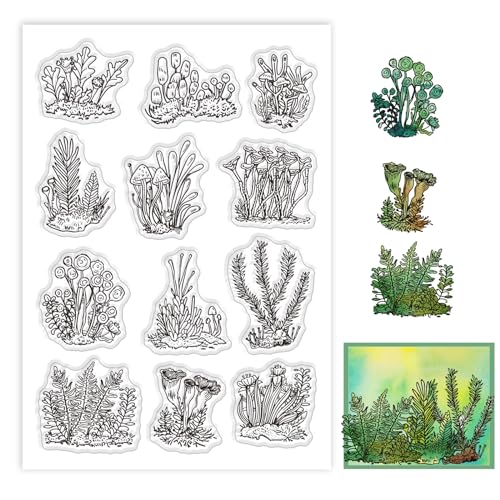 GLOBLELAND Moss Clear Stempels Pflanzen Silikon Clear Stempel Siegel Transparente Stempel Für DIY Scrapbooking Kartenherstellung Fotoalbum Journal Dekoration Zu Hause von GLOBLELAND