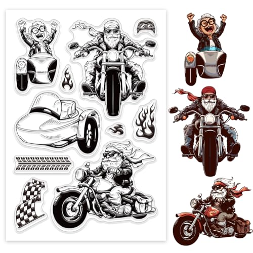 GLOBLELAND Motorrad Klar Silikon Stempel für DIY Kartenherstellung Punks Silikon Transparent Stempel Siegel Biker Flamme Dekorative Klare Stempel für Scrapbooking Fotoalbum Journal Dekoration von GLOBLELAND