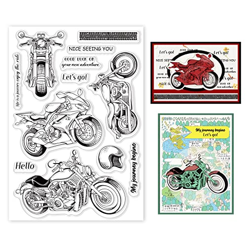 GLOBLELAND Motorrad Klarsichtstempel Reisefahrzeug Grüße Transparenter Silikonstempel Transparente Stempel für Karten, die DIY Scrapbooking Fotoalbum Dekoration machen von GLOBLELAND