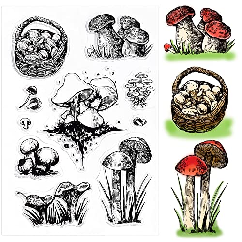 GLOBLELAND Mushroom Clear Stamp Silikonstempelkarten Stempel Transparente Siegel Für Die Kartenherstellung Dekoration Und DIY Scrapbooking von GLOBLELAND