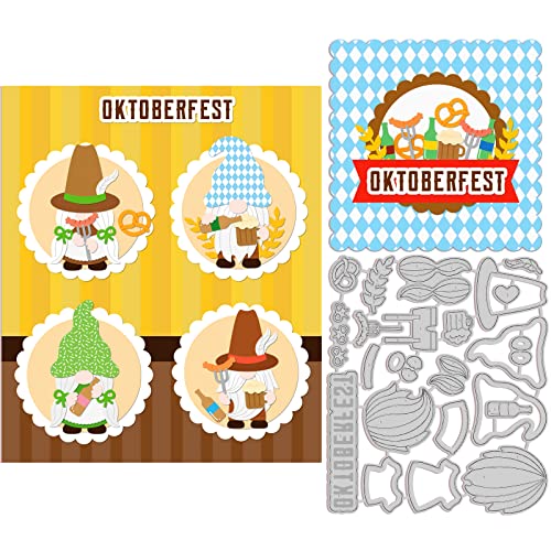 GLOBLELAND Oktoberfest Wichtel Midget Bierwurst Stanzformen für Kartenherstellung, Dekoration und DIY Scrapbooking, mentale Karbonstahl Stanzschablonen als Geschenk von GLOBLELAND