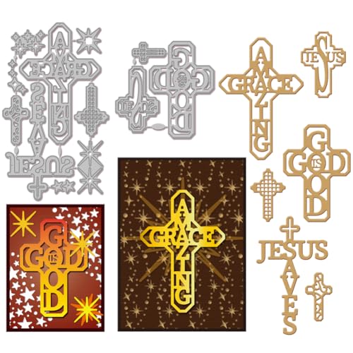 GLOBLELAND Ostern Christuskreuz Stanzformen Gott Ist Gut Metallstanz Und Prägeschablone Amazing Grace Papierstanzungen Für Scrapbooking Kartenherstellung Basteln Papierkarten von GLOBLELAND