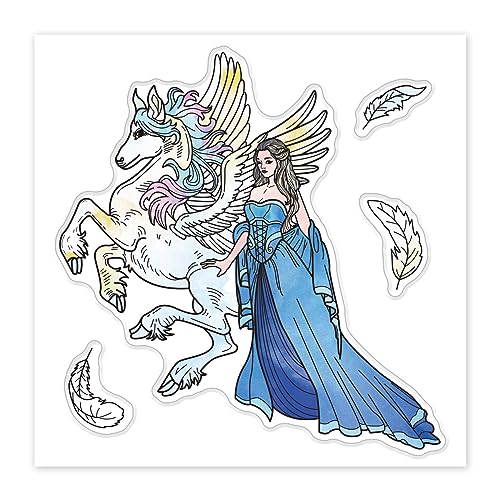 GLOBLELAND Pegasus Und Engel, Transparente Stempel Für DIY Scrapbooking, Silikon, Klare Stempelsiegel, Transparente Stempel Für Karten, Fotoalbum, Tagebuch, Heimdekoration von GLOBLELAND