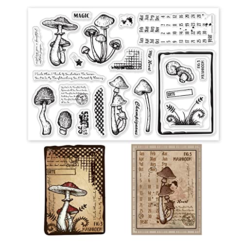 GLOBLELAND Pilz Klar Briefmarken Monat Silikon Transparent Stempel Transparent Briefmarken für Karten, Die DIY Scrapbooking Fotoalbum Dekoration von GLOBLELAND