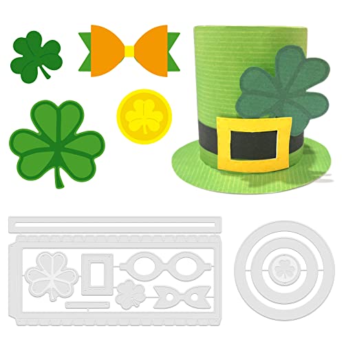 GLOBLELAND Saint. Patrick's Day Stanzformen Metall 3D Kleehut Stanzschnitte Prägeschablonen Vorlage für die Papierkartenherstellung Dekoration DIY Scrapbooking Album Handwerk Dekor von GLOBLELAND