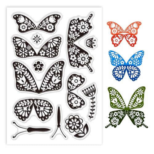 GLOBLELAND Schmetterling Silikon Klar Stempel Insekten Transparent Stempel Siegel Für Kartengestaltung DIY Scrapbooking Journaling Dekoration 11x16cm/4.3x6.29in von GLOBLELAND