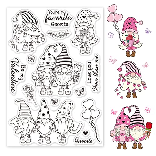 GLOBLELAND Silikonstempel Gnom Klare Stempel Zwerg Transparente Stempel Paar Wichtel Clear Stamps für Kartenherstellung und DIY Scrapbooking Dekor von GLOBLELAND