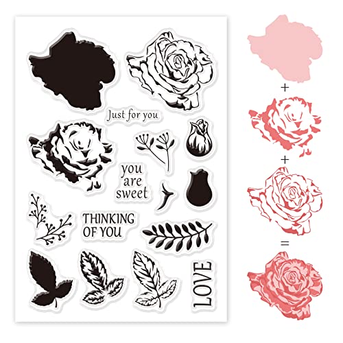 GLOBLELAND Silikonstempel Rose Klare Stempel Rose Transparentes Stempel Siegel Clear Stamps für Kartenherstellung und DIY Scrapbooking Dekor von GLOBLELAND