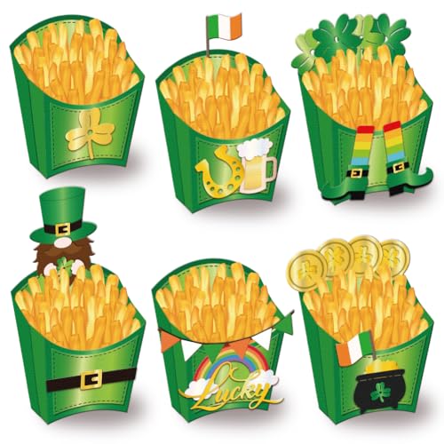 GLOBLELAND St. Patrick'S Day 3D Stanzformen Mit Pommes Frites Box Für Heimwerker Scrapbooking Metall Kleeblatt Stanzformen Wörter Stanzungen Für Kartengestaltung Prägung Fotoalbum Bastel Dekor von GLOBLELAND