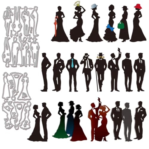 GLOBLELAND Stanzformen Aus Metall Silhouette Eines Gentlemans Oder Einer Dame Porträt Stanz Und Prägevorlage Im Retro Stil Für Papierstanzungen Zum Scrapbooking Kartenbasteln Papierkarten GLOBLELAND Stanzformen Aus Metall Silhouette Eines Gentlemans Oder Einer Dame Porträt Stanz Und Prägevorlage Im Retro Stil Für Papierstanzungen Zum Scrapbooking Kartenbasteln Papierkarten von GLOBLELAND