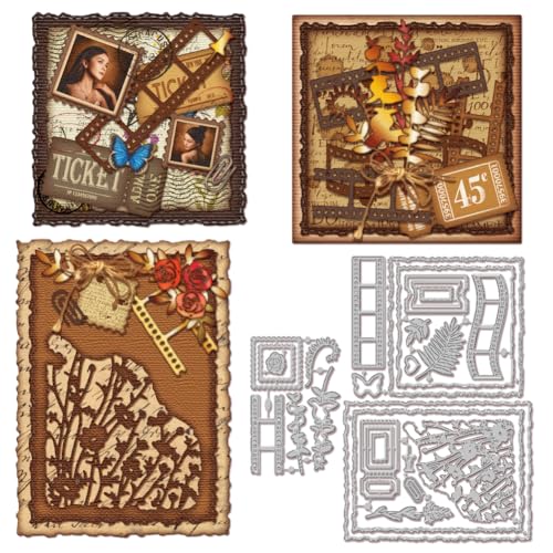 GLOBLELAND Stanzformen Für Briefmarken Pflanzen Stanzungen Metall Büttenrandrahmen Folien Stanzschablone Vorlage Für Kartengestaltung Dekoration DIY Scrapbooking Album Basteldekor von GLOBLELAND