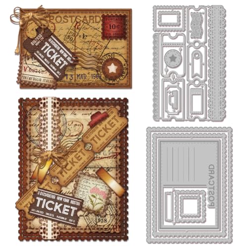 GLOBLELAND Stanzformen Für Briefmarken Zum Basteln von Karten Spitzen Postkarten Tickets Rahmen Metallstanzungen Stanzvorlagen Für Scrapbooking Journale Prägungen Papierbasteldekor von GLOBLELAND