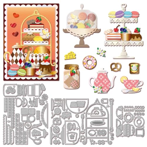 GLOBLELAND Stanzformen Für Desserttabletts Kuchen Und Kaffee Stanzungen Süße Dessert Stanzformen Für Heimwerker Scrapbooking Kartenherstellung Journal Prägung Papierbasteldekor von GLOBLELAND