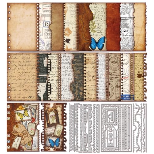 GLOBLELAND Stanzformen Für Etiketten Mit Abgerissenen Kanten Im Vintage Stil Für DIY Scrapbooking Metall Briefmarken Stanzformen Für Planer Stanzungen Für Kartenherstellung Prägung Fotoalbum von GLOBLELAND